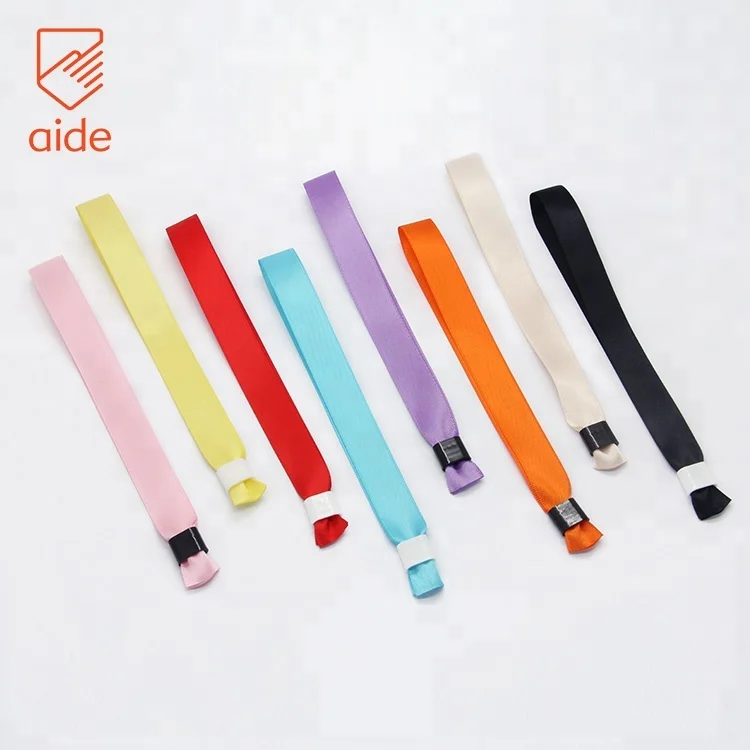 Party Custom Bracelet Soild Color Woven Wristbands Fabric Wristband Satin Ribbon Wristbands With Plastic Lock