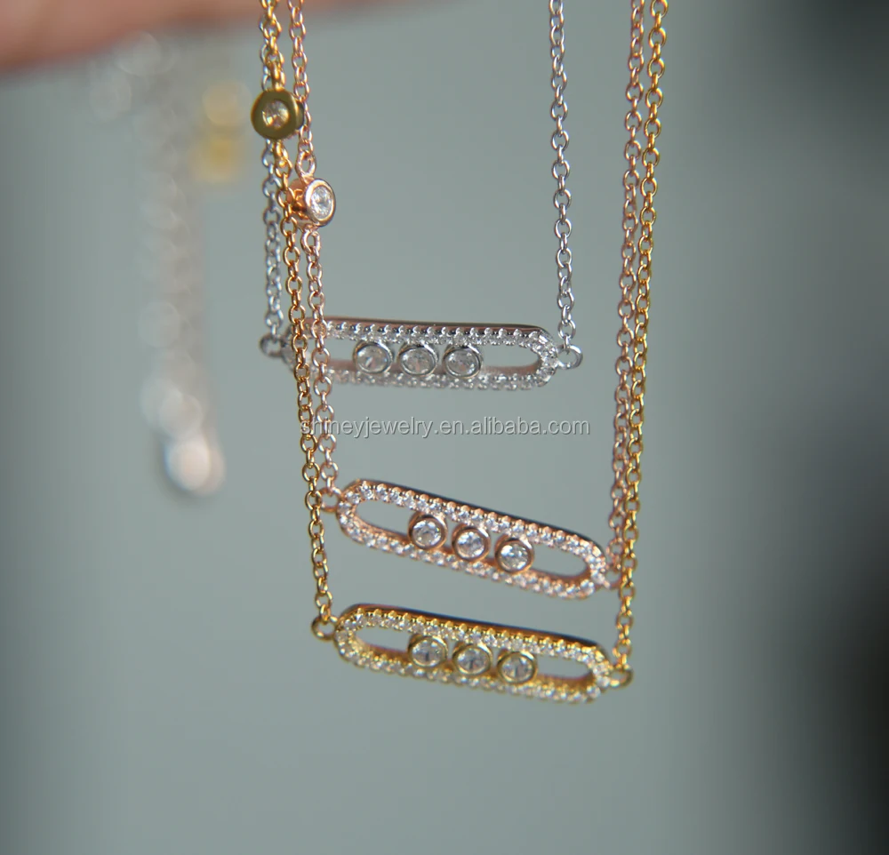 2023 High Quality Factory Free Sample Sparking Bling Cz 925 Sterling Silver Ladies Necklace