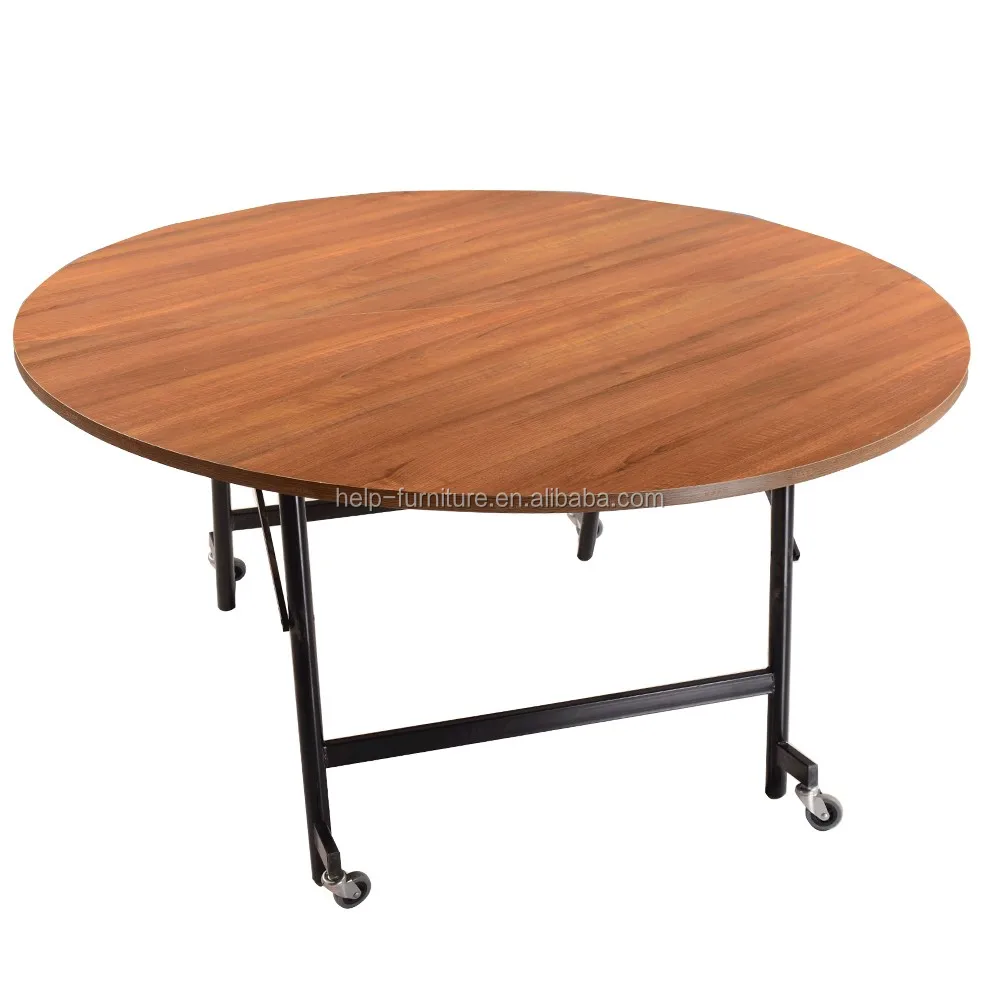 China Dinner Round Portable Folding Table With Wheels Buy Portable Folding Table With Wheels