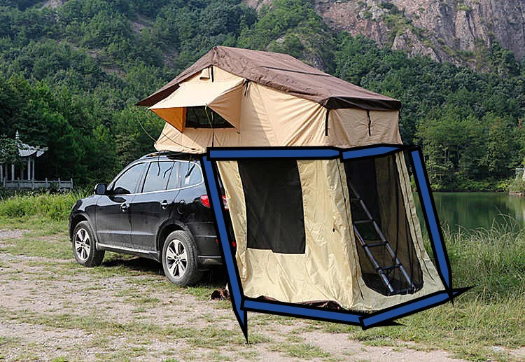 Outdoor Suv Canvas Folding Camping Car Soft Roof Top Tent Good Quality Extension Camper Trailer