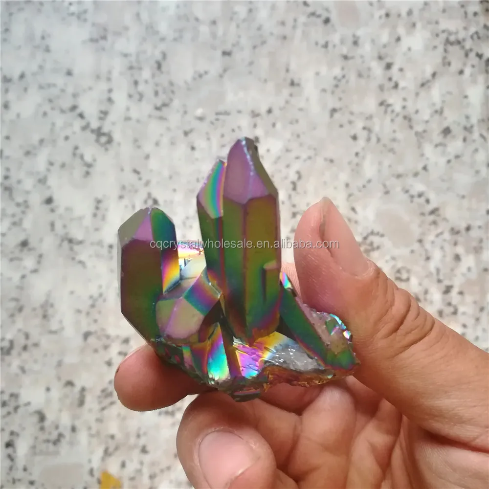 Natural Different Beautiful Color Aura Quartz Crystal Cluster for Decoration
