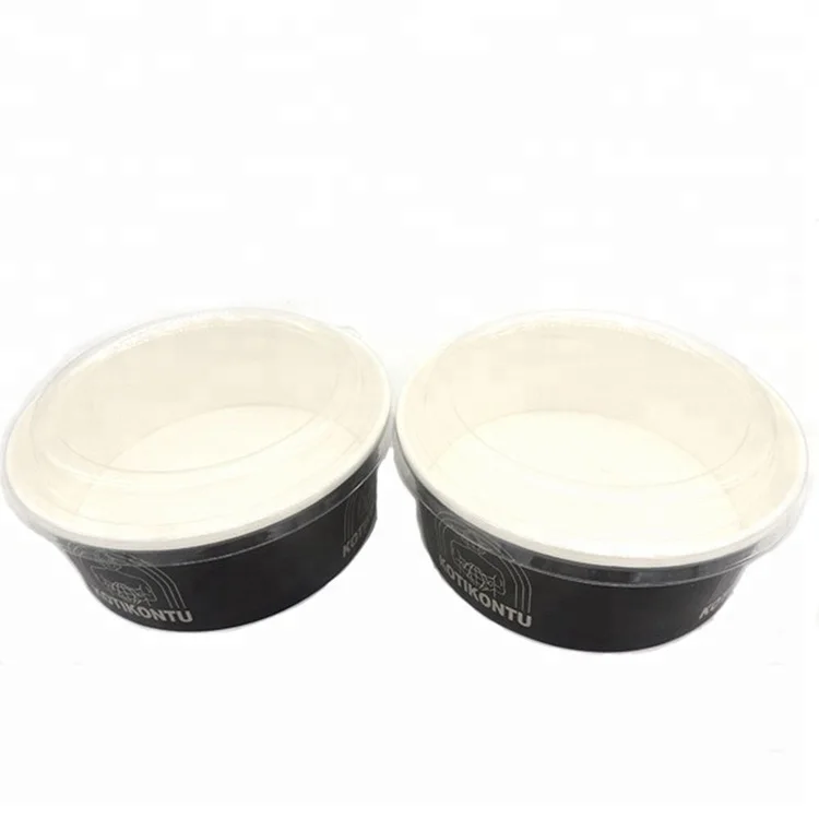 Одноразовая Черная бумажная Салатница, коробки для быстрого питания