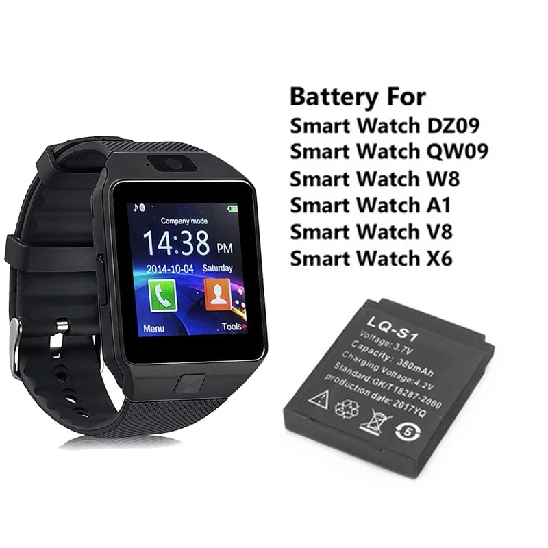 Así llamado Prestado litro Wholesale Durable Smart Watch Battery 1Pcs LQ-S1 3.7V 380mAh lithium  Rechargeable Battery For Smart Watch DZ09 W8 From m.alibaba.com