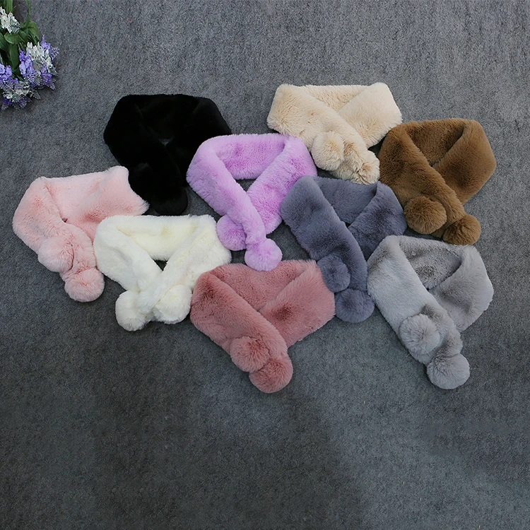 
Оптовая продажа, женский зимний шейный платок с помпоном из искусственного меха, теплые шарфы 