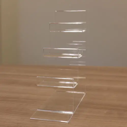Acrylic Display Riser 4 Tiers Plastic Mobile Phone Stand Acrylic Clutch Bag Wallets Purse Display Stand