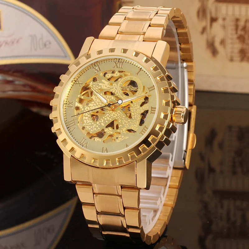 Luxury Gold Skeleton Automatic Watch for Men