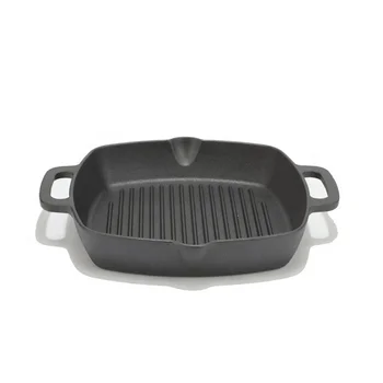 26cm Two Ears Square Cast Iron Grill Pan Non Stick Steak Frying Pan for Electric or Gas Stove Tops