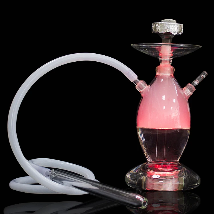 Large Customized Glass LED Hookah Shisha Mirrored Sheesha for Hookah Bar OEM Smoking Device with LED Light Wholesale