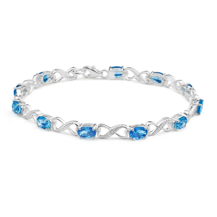 Created Gemstone & Cubic Zirconia Infinity Tennis Bracelet 