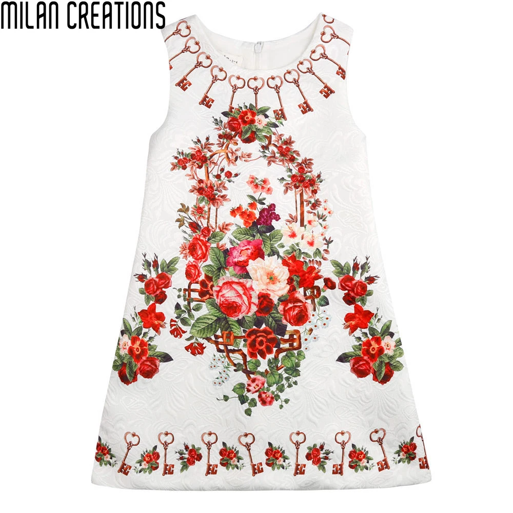 Girls Dress Toddler Clothing 2016 Brand Princess Dress Girls Clothes Floral Key Pattern Kids Dresses for