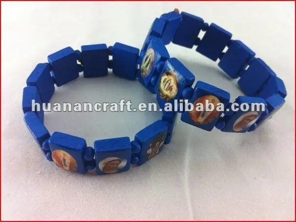 
 Кристиан тканые синие деревянные бусины браслет с изображением  