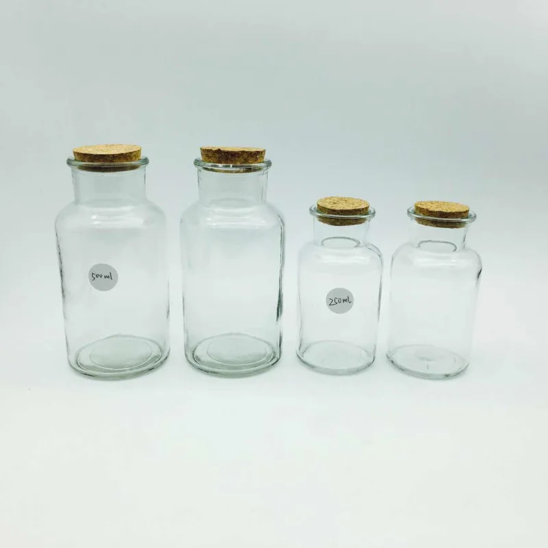 Jars Clear 250ml 500ml Apothecary Glass Bottle Apothecary Jar With Cork Lid