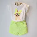 2016 summer Autumn 2 pcs clothes Plaid Skirt set girls tops Tees set Children clothing sets