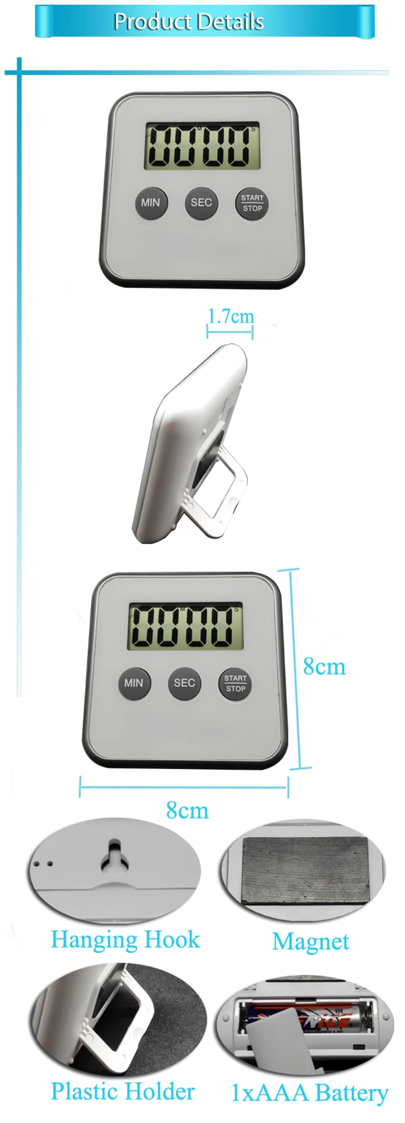 Wholesale supplier Home Electronic Magnetic Kitchen Countdown Countup Adjustable Timer for Kids