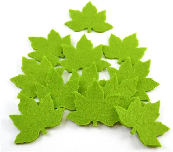 Осенние войлочные листья зеленые набор войлочных