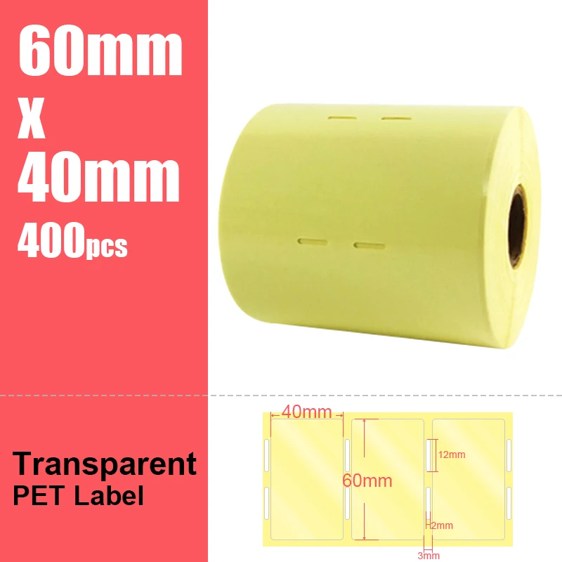 Transparent PET Clear Label Stickers Roll for Zebra Barcode