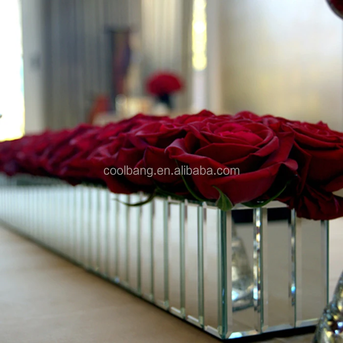 Customized Size Wedding Decorative Rectangular Mirror Long Vase