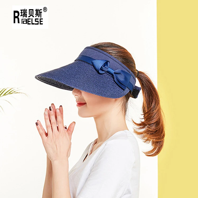 Raelse New Wide Brim Straw Sun Hat Foldable Visors Cap Plain Versatile for Sports Cycling Outdoor Travel Daily Fishing Business