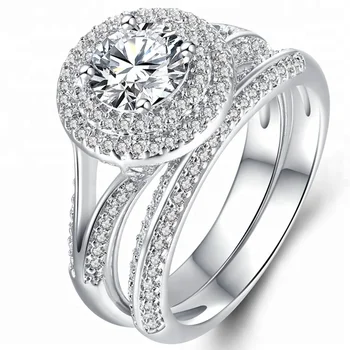 Zhefan White Cubic Zircon Wedding Ring Set White Gold Women Wedding Ring Set