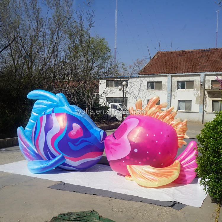 Giant Custom Design Inflatable Kiss Fish Model for Advertising Event