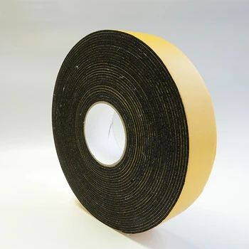 Premium grade free sample black acrylic 3mm nitrile NBR/PVC rubber foam thermal insulation tape with yellow glassin paper