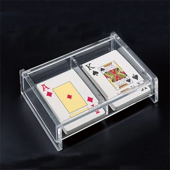 Two Compartments Clear Acrylic Playing Card Display Holder Simple Small ...