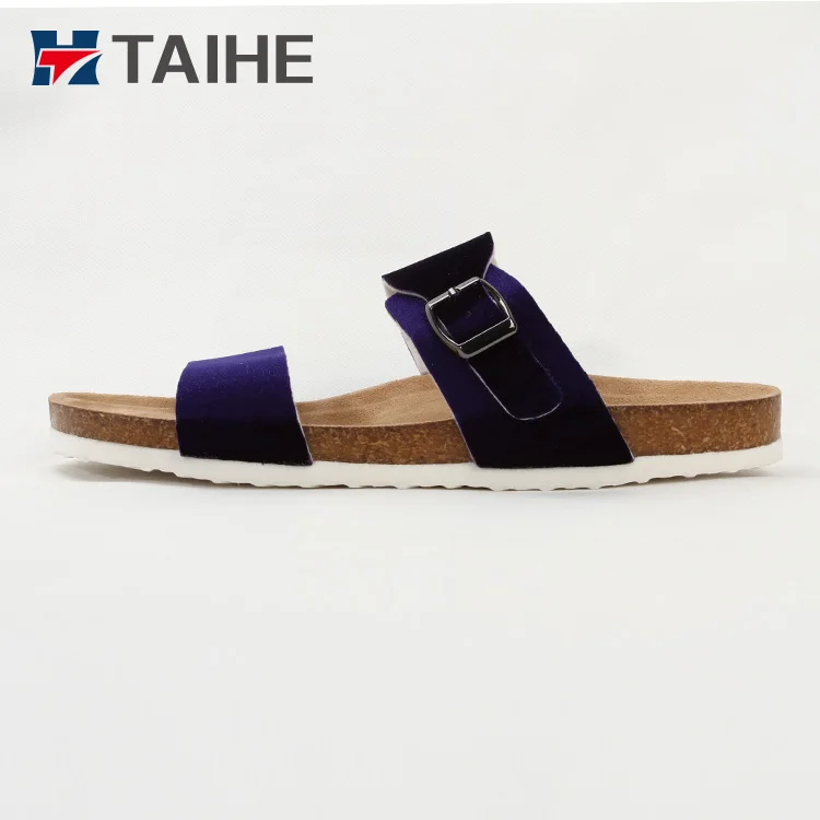 Latest Ladies Cork Flip Flops Slippers Shoes and Sandals Wood Rubber Beach Sandals CN Cotton Fabric Customized Pu for Adult