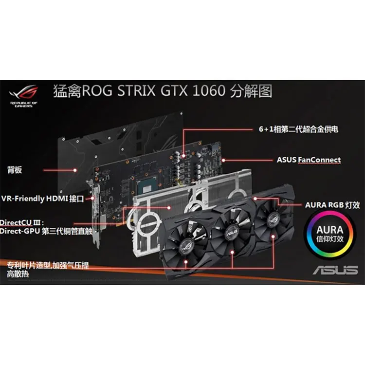 ASUS ROG STRIX GTX1060 6G GAMING High Performance Video Card