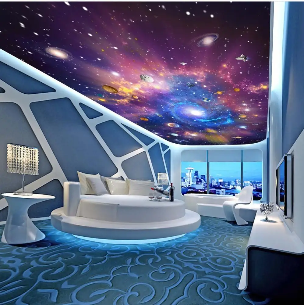 ZHIHAI Stars Planets in the Sky Uv Print 3d Effect Stretch Ceiling