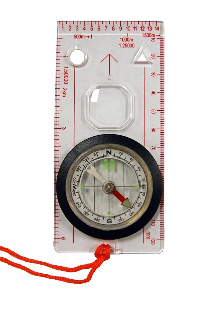 Boussole De Randonnée Multifonction – étanche, Avec Sifflet D’urgence, Repères Lumineux, échelle Mm/pouces – Pour Orientation, Camping, Trekking