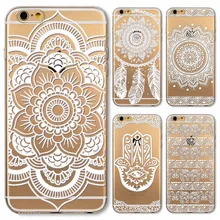 Phone Case Cover for iPhone 4 4s 5 5s 5c 6 6s 6Plus 6s Plus Soft Silicon Transparent Vintage White Datura Paisley Flower Covers