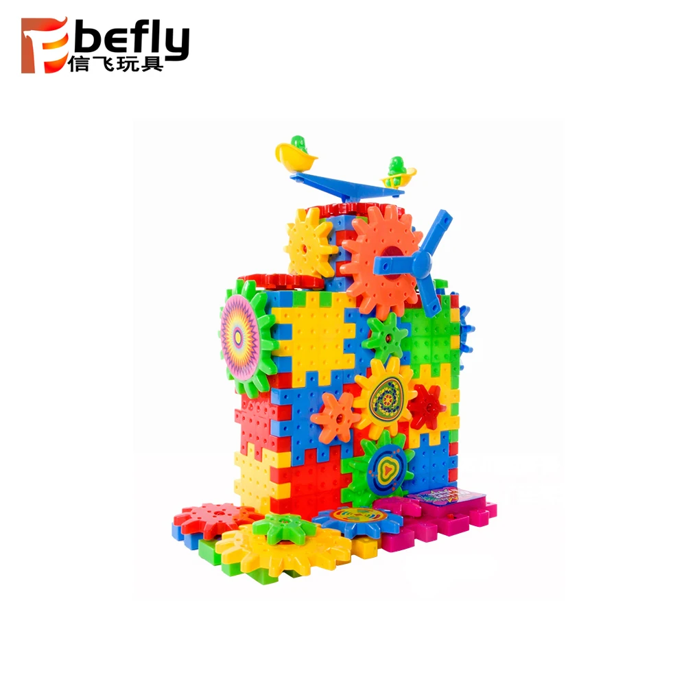 DIY Plastic Gears Building Blocks Funny Bricks with Track Car Toys