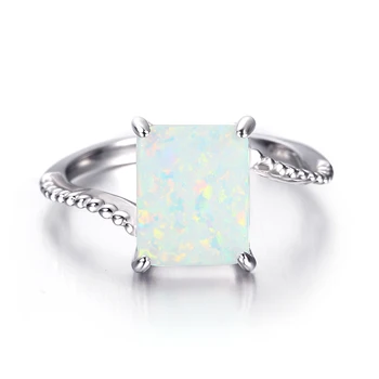 Princess cut large stone settings solitaire engagement opal ring