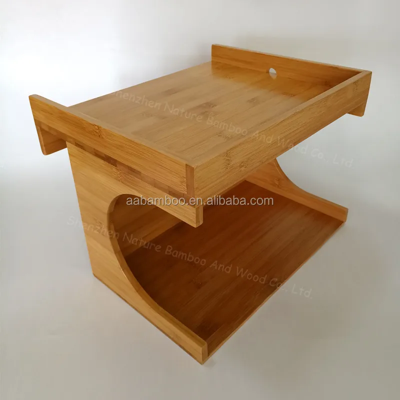Wood Bamboo Bunk Buddy Bedside Shelf Double Layer Caddy Tray Headboard Shelf As Bedside Table