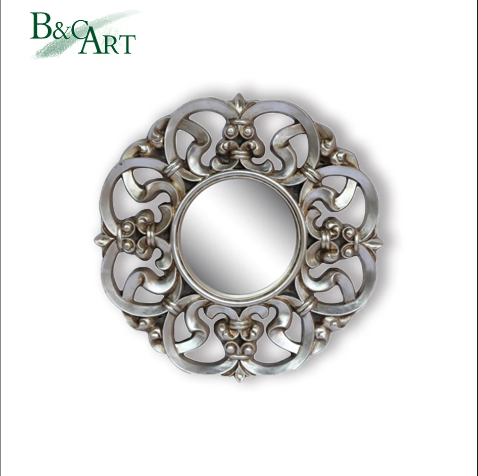 Factory European Style Large Size Classic PU Carved Gold Oval Gold Wall Mirror Frame