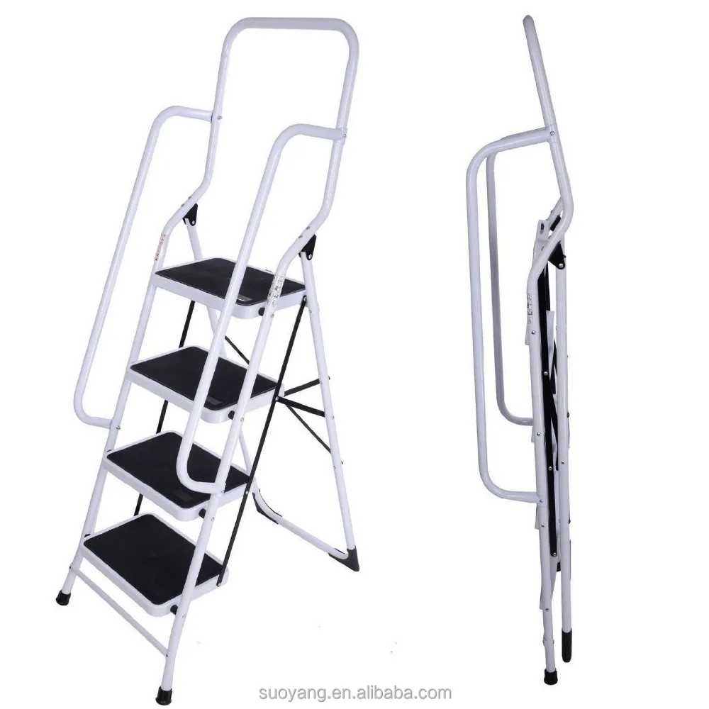 4 Step Portable Steel Ladder Folding Kitchen Step Stool With Handrail Buy Steel Ladder Folding Kitchen Steel Ladder Steel Ladder With Handrail Product On Alibaba Com