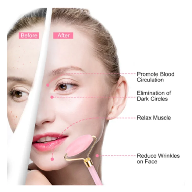 Кварцевый ролик для похудения, массажер для лица, натуральный нефрит, массажный ролик для лица, каменный Массажер для кожи, набор для ухода за кожей