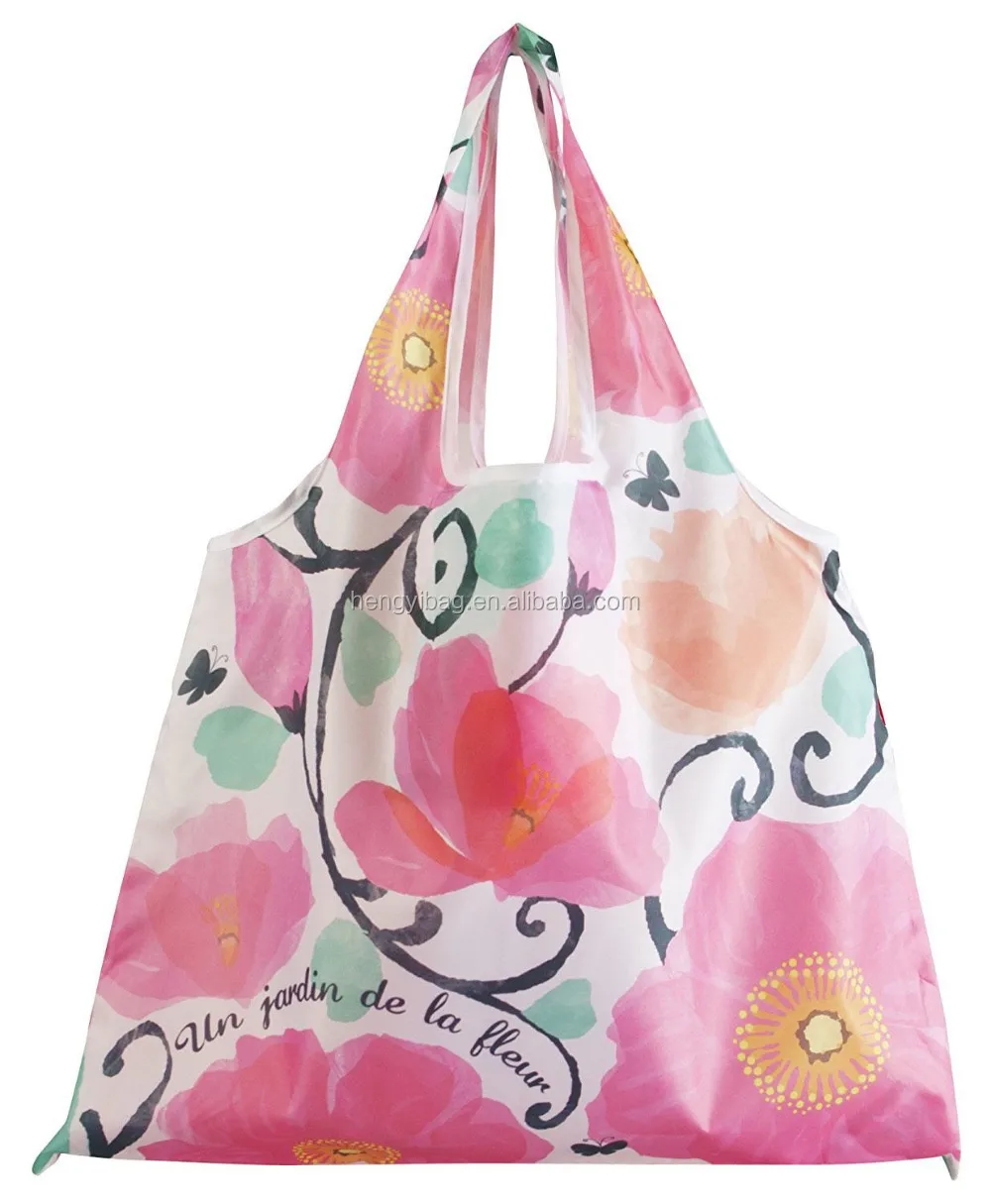 Custom Reusable Folding Shopping Bags with Tote Folding Travel Recycle Ripstop Nylon Tote Bag Foldable Small Pouch