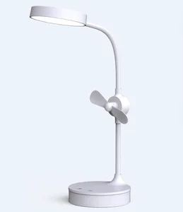 Make-up Mirror LED Table Lamp with Mini Touch Fan, Dimmer Table Lamp with Touch Fan, Portable Rechargeable Led Lamp