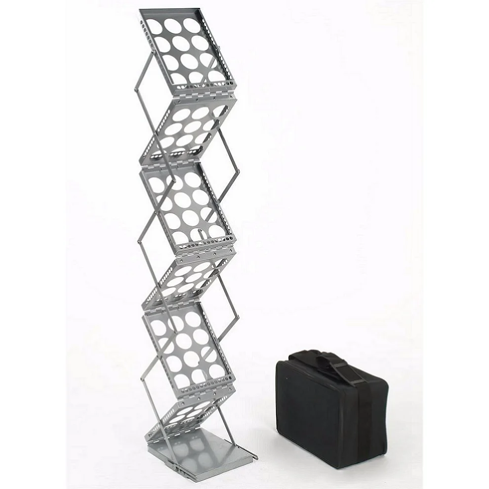 Custom Perforated Sheet Metal Hook Zig Zag Brochure Stand Magazine Display Stand