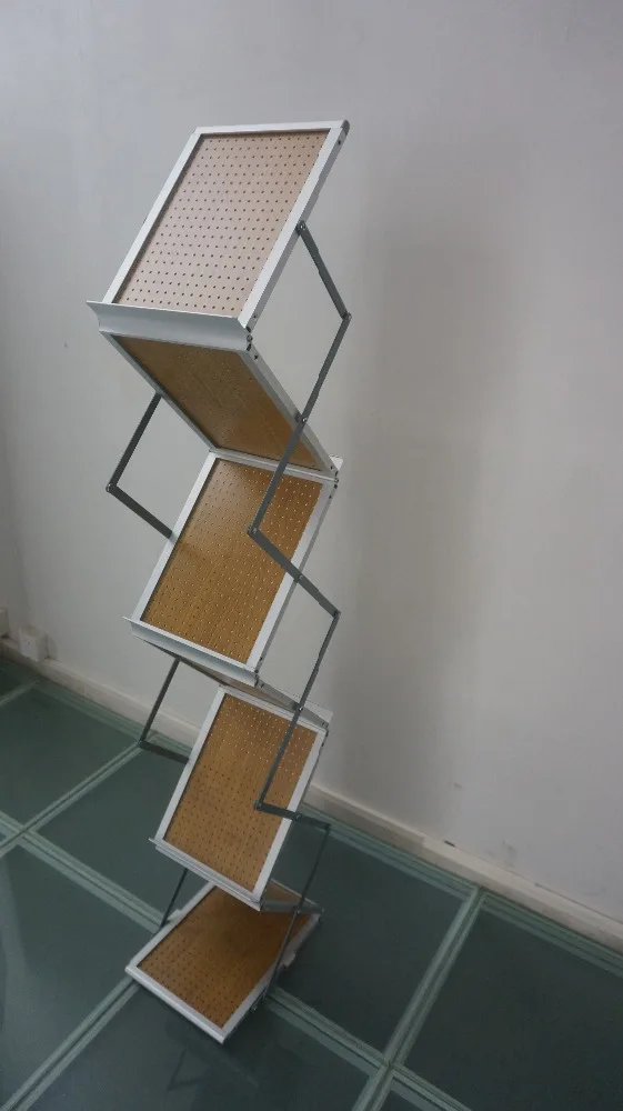 Custom Perforated Sheet Metal Hook Zig Zag Brochure Stand Magazine Display Stand