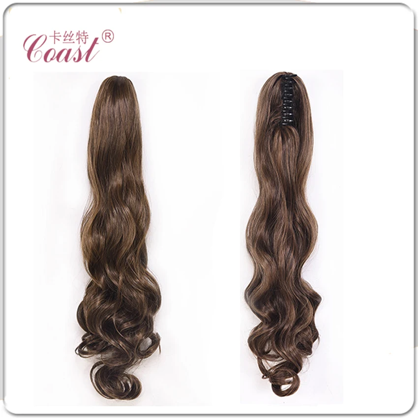 
 18 дюймов хвост длинный тело волна коготь зажим черный конский хвост Женские шиньоны  