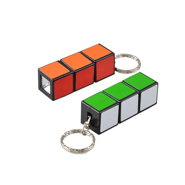 ABS Plastic Magic Cube Keychain Torch Light Ultra Bright LED Light Key Chain Flashlight for Promotion