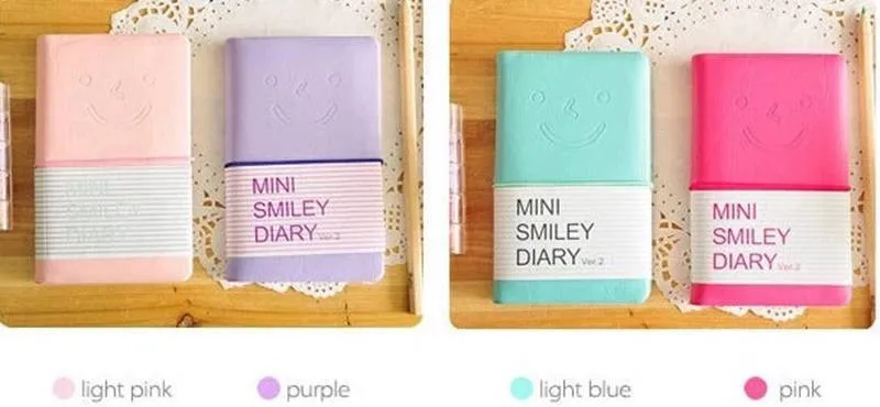 High Quality Cute Charming Mini Smiley Paper Diary Notebook Memo Book Leather Note Pads Stationery