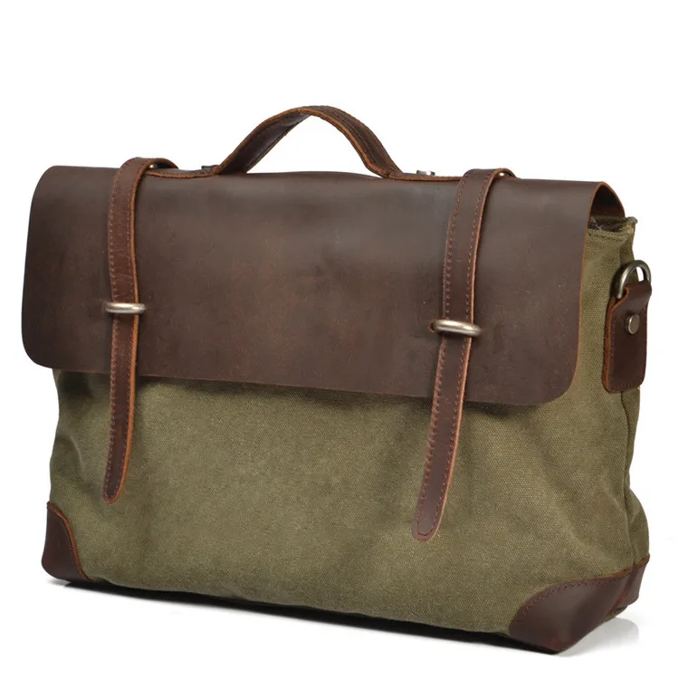 Retro business shoulder briefcase man sling canvas messenger bag