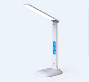 Highstar Folding Office-home  Table Lamp with Clock and Temperature LCD Display Dimmer Three Color of Light