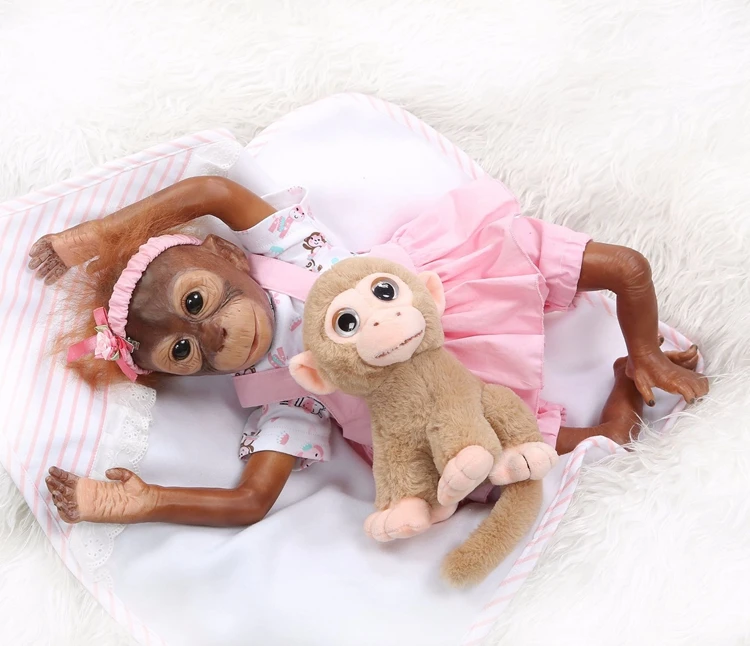 NPK New 21inch 52CM 100% handmade reborn Monkey very soft silicone vinyl  flexible Collectible art doll