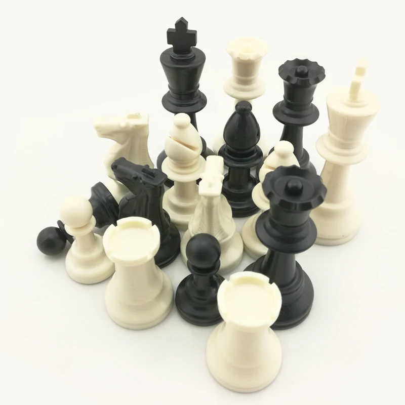 Standard Club Plastic Chess Set Black & Ivory Pieces - 3.75 King