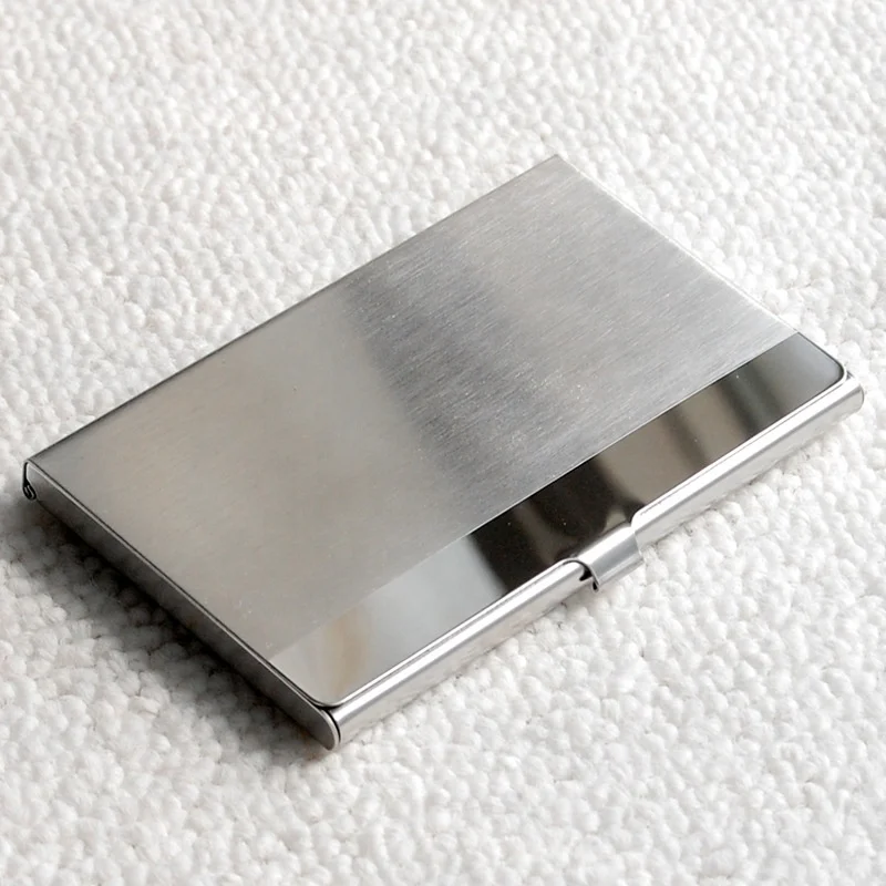 Pocket Card Holder Stainless Steel Metal Case Wallet Gift Silver Sliding design 