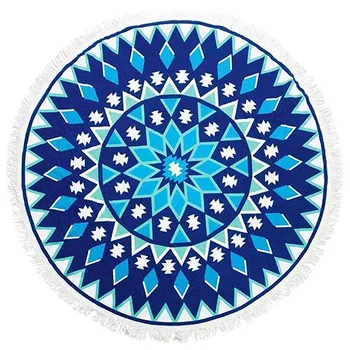 Wholesale Top Quality Beach Towel Round Beach Towel Cotton Microfiber With Active Fringe Printing